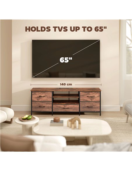 HOMCOM Multi-Storage Industrial TV Stand - Brown/Grey/Black