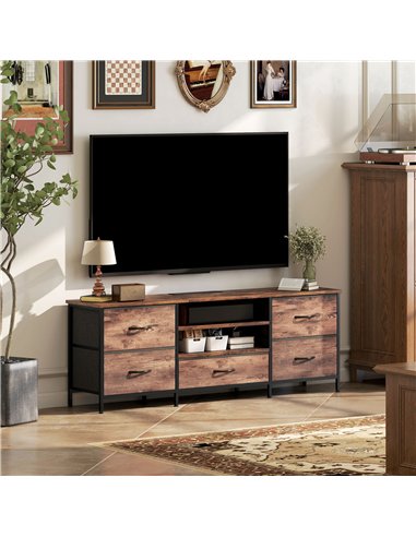 HOMCOM Multi-Storage Industrial TV Stand - Brown/Grey/Black