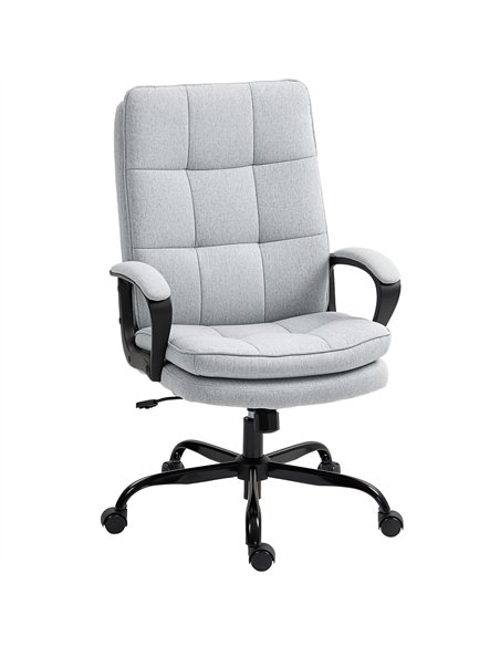 HOMCOM Double Padded Linen-Look Office Chair - Light Grey