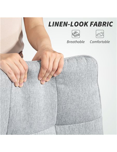 HOMCOM Double Padded Linen-Look Office Chair - Light Grey