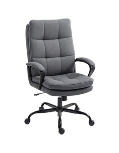 HOMCOM Double Padded Linen-Look Office Chair - Charcoal Grey
