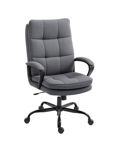 HOMCOM Double Padded Linen-Look Office Chair - Charcoal Grey
