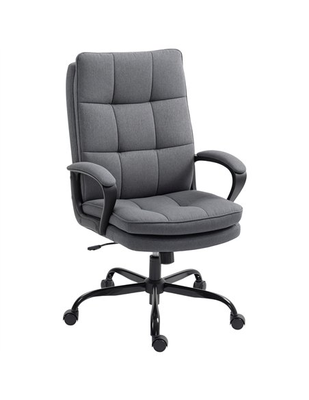 HOMCOM Double Padded Linen-Look Office Chair - Charcoal Grey
