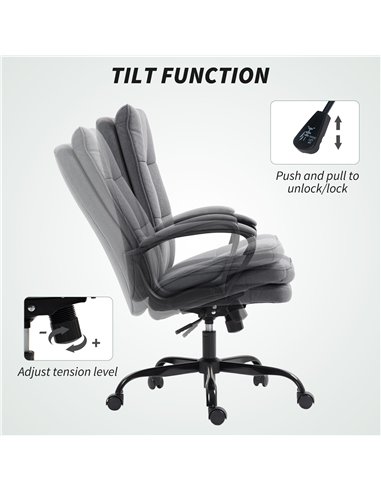 HOMCOM Double Padded Linen-Look Office Chair - Charcoal Grey