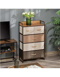 HOMCOM 5-Drawer Dresser Tower 3-Tier Storage Organizer with Steel Frame Wooden Top for Bedroom Hallway Closets 2