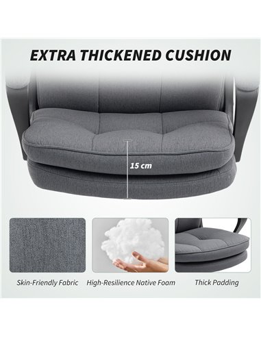 HOMCOM Double Padded Linen-Look Office Chair - Charcoal Grey