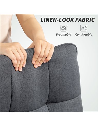 HOMCOM Double Padded Linen-Look Office Chair - Charcoal Grey