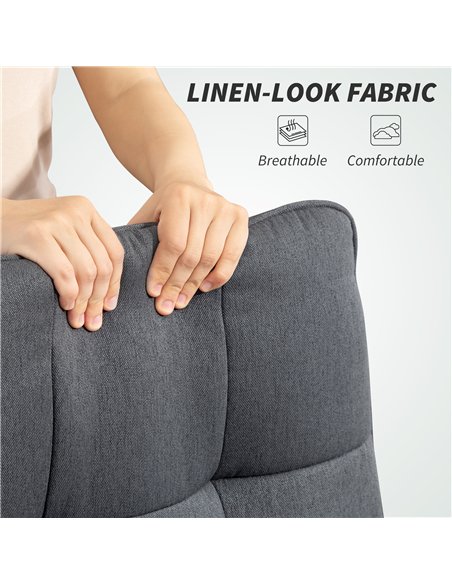 HOMCOM Double Padded Linen-Look Office Chair - Charcoal Grey