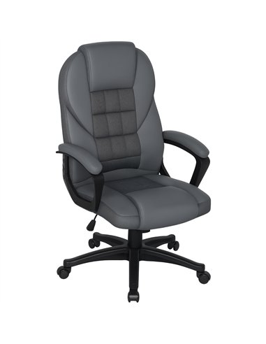 HOMCOM Faux Leather Office Chair - Charcoal Grey