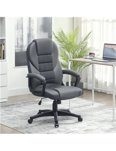 HOMCOM Faux Leather Office Chair - Charcoal Grey