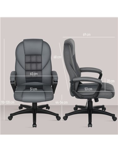 HOMCOM Faux Leather Office Chair - Charcoal Grey