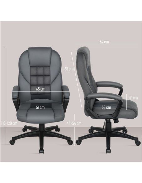 HOMCOM Faux Leather Office Chair - Charcoal Grey