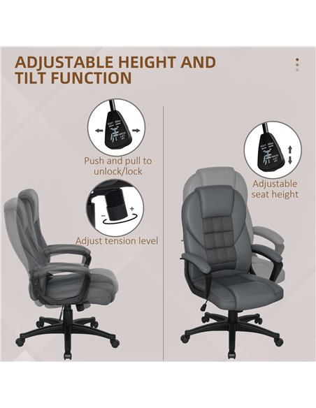 HOMCOM Faux Leather Office Chair - Charcoal Grey