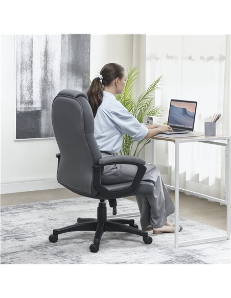 HOMCOM Faux Leather Office Chair - Charcoal Grey