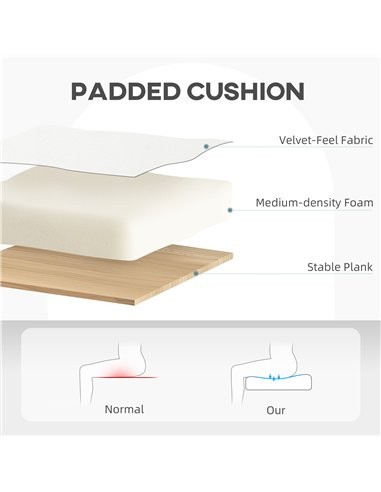 HOMCOM Velvet-Feel Office Chair with Adjustable Height and Wheels - Cream White