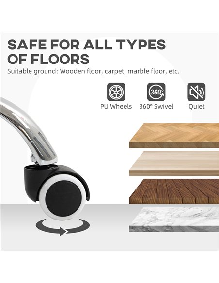 HOMCOM Velvet-Feel Office Chair with Adjustable Height and Wheels - Cream White