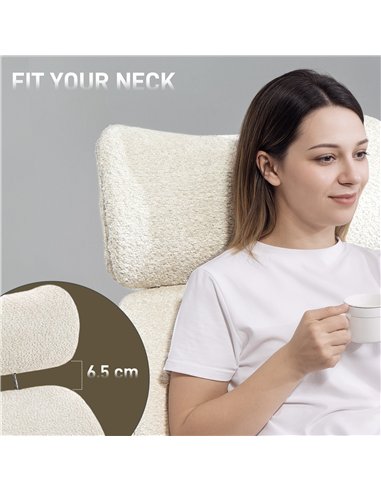 HOMCOM Office Chair with Adjustable Headrest, Spring Pack, Curved Line, Boucle Fabric - Pale Grey