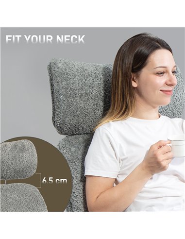 HOMCOM Office Chair with Adjustable Headrest, Spring Pack, Curved Line, Boucle Fabric - Charcoal Grey