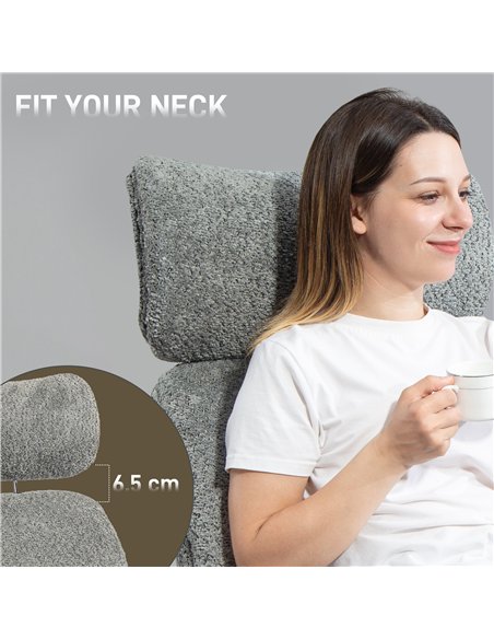 HOMCOM Office Chair with Adjustable Headrest, Spring Pack, Curved Line, Boucle Fabric - Charcoal Grey