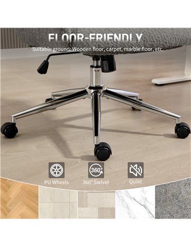 HOMCOM Office Chair with Adjustable Headrest, Spring Pack, Curved Line, Boucle Fabric - Charcoal Grey