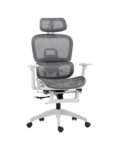 HOMCOM Multi-Adjustable Mesh Office Chair - Grey and White