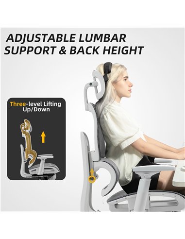 HOMCOM Multi-Adjustable Mesh Office Chair - Grey and White