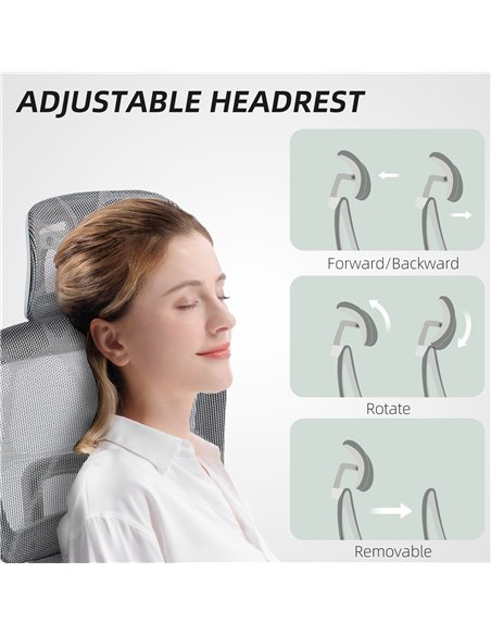 HOMCOM Multi-Adjustable Mesh Office Chair - Grey and White