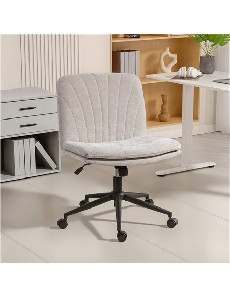 HOMCOM Criss Cross Chair with Wheels, No Arms - Beige