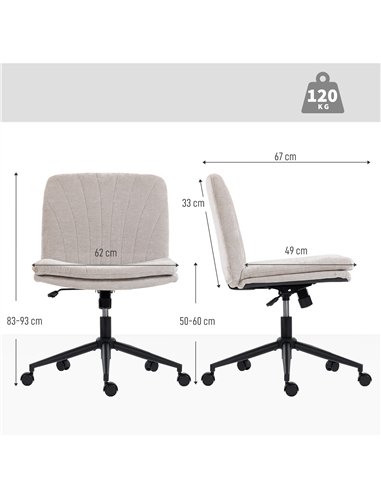 HOMCOM Criss Cross Chair with Wheels, No Arms - Beige