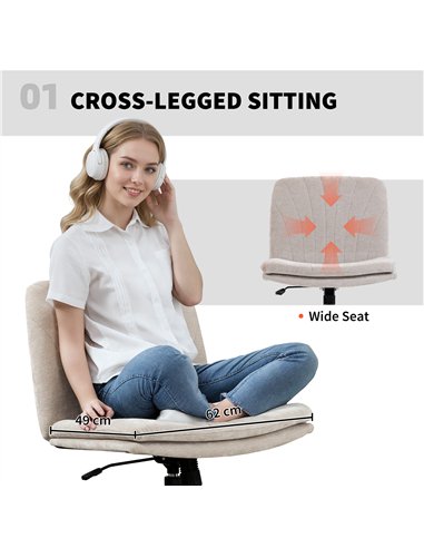 HOMCOM Criss Cross Chair with Wheels, No Arms - Beige