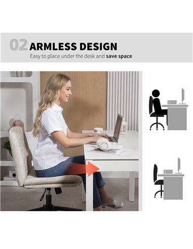 HOMCOM Criss Cross Chair with Wheels, No Arms - Beige