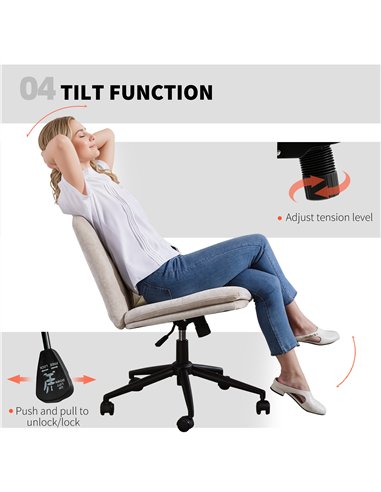 HOMCOM Criss Cross Chair with Wheels, No Arms - Beige