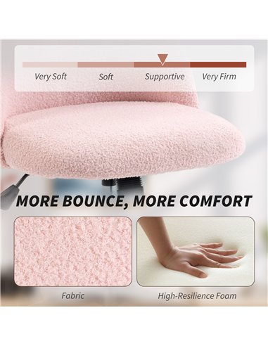 HOMCOM Teddy Fleece Office Chair with Wheels - Light Pink