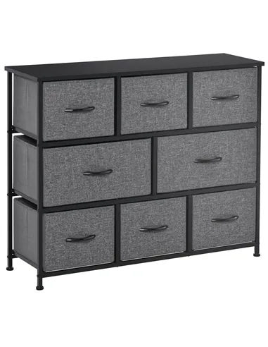 HOMCOM Chest of Drawers with 8 Foldable Drawers, 3-Tier Fabric Bedroom Dresser, Clothes Storage Unit for Bedroom Living Room, Da