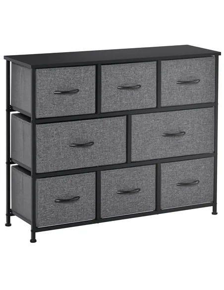 HOMCOM Chest of Drawers with 8 Foldable Drawers, 3-Tier Fabric Bedroom Dresser, Clothes Storage Unit for Bedroom Living Room, Da