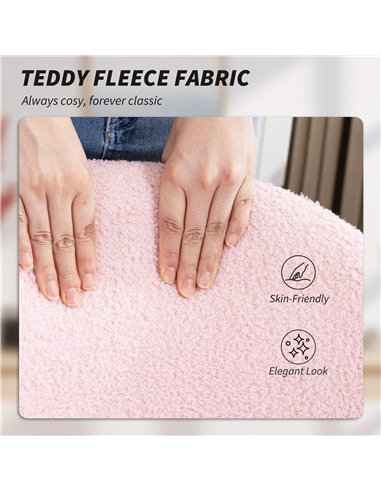 HOMCOM Teddy Fleece Office Chair with Wheels - Light Pink