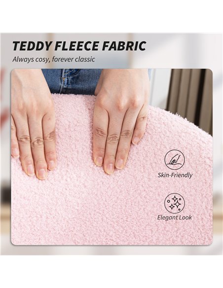 HOMCOM Teddy Fleece Office Chair with Wheels - Light Pink
