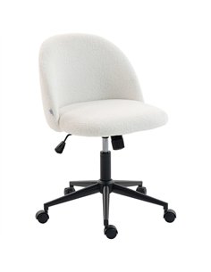 HOMCOM Teddy Fleece Office Chair with Wheels - Cream White
