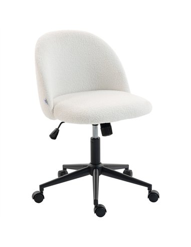 HOMCOM Teddy Fleece Office Chair with Wheels - Cream White