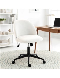 HOMCOM Teddy Fleece Office Chair with Wheels - Cream White 2