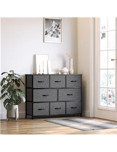 HOMCOM Chest of Drawers with 8 Foldable Drawers, 3-Tier Fabric Bedroom Dresser, Clothes Storage Unit for Bedroom Living Room, Da 2