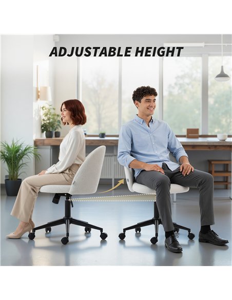 HOMCOM Teddy Fleece Office Chair with Wheels - Cream White