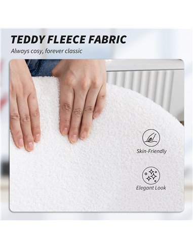 HOMCOM Teddy Fleece Office Chair with Wheels - Cream White