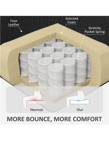 HOMCOM Faux Leather Reclining Office Chair, with Footrest - Black