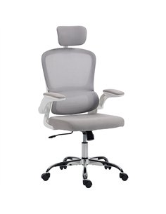 HOMCOM Mesh Back Office Chair, with Lumbar Support - Grey