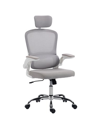 HOMCOM Mesh Back Office Chair, with Lumbar Support - Grey