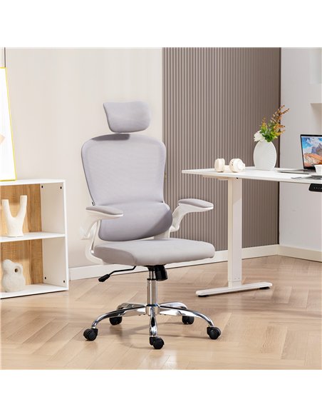 HOMCOM Mesh Back Office Chair, with Lumbar Support - Grey