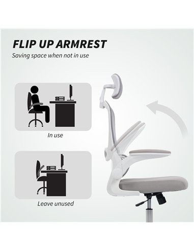 HOMCOM Mesh Back Office Chair, with Lumbar Support - Grey