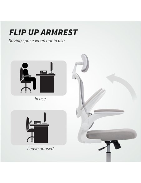 HOMCOM Mesh Back Office Chair, with Lumbar Support - Grey