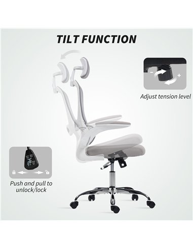 HOMCOM Mesh Back Office Chair, with Lumbar Support - Grey